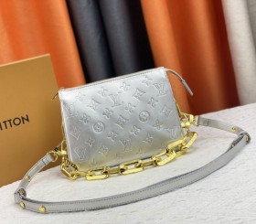 Louis Vuitton Coussin BB Bag In Silver With Leather Strap
