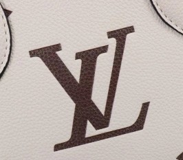 Louis Vuitton Bicolor Monogram Empreinte Leather Onthego PM Bag In Cream And Bois De Rose Pink