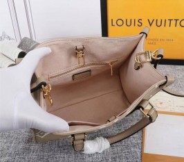 Louis Vuitton Bicolor Monogram Empreinte Leather Onthego PM Bag In Tourterelle Gray And Cream