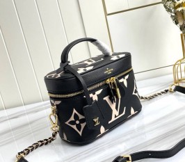 Louis Vuitton Bicolor Monogram Empreinte Vanity PM Handbag In Black And Beige
