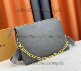 Louis Vuitton Coussin MM Handbag In Grey With Jacquard Strap