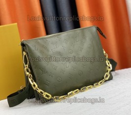 Louis Vuitton Coussin MM Handbag In Khaki With Jacquard Strap