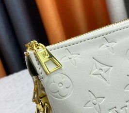 Louis Vuitton Coussin PM Bag In Cream With Jacquard Strap