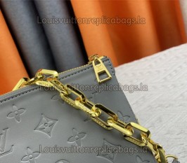 Louis Vuitton Coussin PM Handbag In Grey With Jacquard Strap