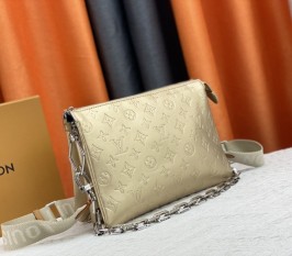 Louis Vuitton Coussin PM Bag In Light Gold With Jacquard Strap