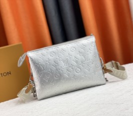 Louis Vuitton Coussin PM Bag In Silver With Jacquard Strap