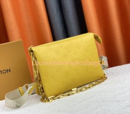 Louis Vuitton Coussin PM Bag In Yellow With Jacquard Strap