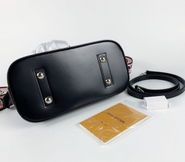 Louis Vuitton Epi Leather Alma BB Handbag In Black With Jacquard Strap