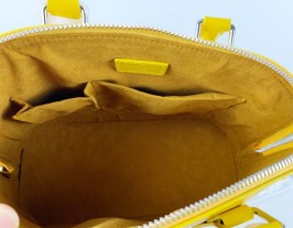 Louis Vuitton Epi Leather Alma MM  Handbag In Cedrat Yellow With Jacquard Strap