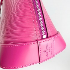Louis Vuitton Epi Leather Alma MM Handbag In Pondichery Pink With Jacquard Strap