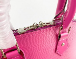 Louis Vuitton Epi Leather Alma MM Handbag In Pondichery Pink With Jacquard Strap