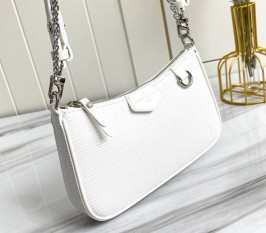 Louis Vuitton Epi Leather Easy Pouch On Strap In Quartz White