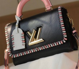 Louis Vuitton Epi Leather Twist MM Bag In Black With Braided Edges Flap