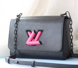 Louis Vuitton Epi Leather Twist MM Bag With Black Vibrant Pink Twist Lock