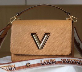 Louis Vuitton Epi Leather Twist MM Bag With Jacquard Strap In Honey Gold