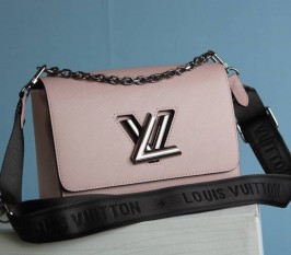 Louis Vuitton Epi Leather Twist MM Bag In Rose Ballerine Pink With Jacquard Strap 