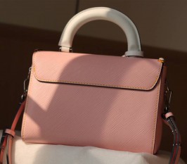 Louis Vuitton Epi Leather Twist MM Bag In Rose Bellerin Pink With Braided Edges Flap