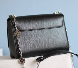 Louis Vuitton Epi Leather Twist MM With Flowers Jewels Chain Bag In Black