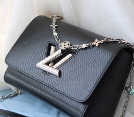 Louis Vuitton Epi Leather Twist MM With Flowers Jewels Chain Bag In Black