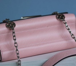 Louis Vuitton Epi Leather Twist MM With Flowers Jewels Chain Bag In Rose Bellerine Pink