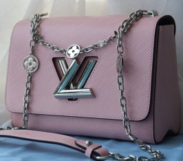 Louis Vuitton Epi Leather Twist MM With Flowers Jewels Chain Bag In Rose Bellerine Pink