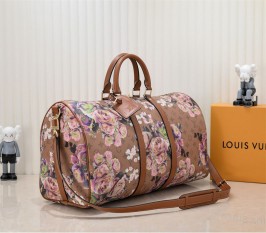 Louis Vuitton Keepall Bandouliere 50 Travel Bag In Floral Pattern