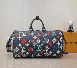 Louis Vuitton Monogram Eclipse Keepall Bandouliere 50 Travel Bag In Graffiti Orange