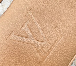 Louis Vuitton Monogram Empreinte Leather Bagatelle Mini Hobo In Beige
