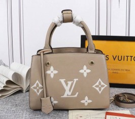 Louis Vuitton Monogram Empreinte Leather Montaigne BB Handbag In Tourterelle Gray