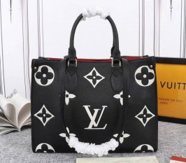 Louis Vuitton Monogram Empreinte Leather OnTheGo MM Tote In Black