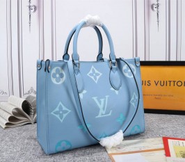 Louis Vuitton Monogram Empreinte Leather Onthego MM  Bag In Summer Blue