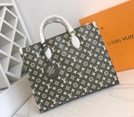 Louis Vuitton Monogram Empreinte Onthego GM Tote In Khaki And Beige