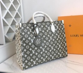 Louis Vuitton Monogram Empreinte Onthego GM Tote In Khaki And Beige