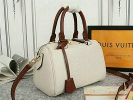 Louis Vuitton Monogram Empreinte Speedy Bandouliere 25 Handbag In Cream