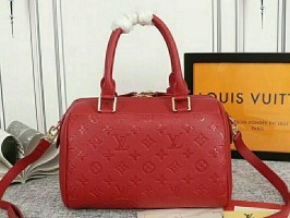 Louis Vuitton Monogram Empreinte Speedy Bandouliere 25 Handbag In Red