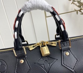 Louis Vuitton Monogram Empreinte Wild At Heart Speedy 25 Bandouliere Handbag In Black