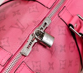 Louis Vuitton Taiga Leather Keepall Bandouliere 50 Travel Bag In Pink