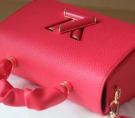 Louis Vuitton Taurillon Leather Twist MM Scrunchie Handle In Pondichery Pink