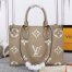 Replica Louis Vuitton Monogram Empreinte Leather OnTheGo MM Tote In Tourterelle Gray