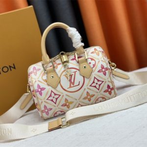 Louis Vuitton LV By The Pool Monogram Tiles Canvas Speedy Bandouliere 20 Bag In Coral