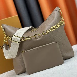 Louis Vuitton Monogram Empreinte Coussin MM Hobo In Galet Gray