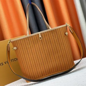 Louis Vuitton Neverfull Bandouliere Inside Out MM Tote In Monogram Canvas And Jaune Safran Textile - Image 4