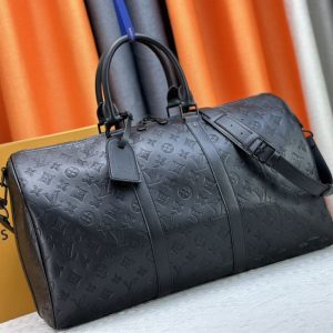 Louis Vuitton Monogram Shadow Leather Keepall Bandouliere 50 In Black - Image 2