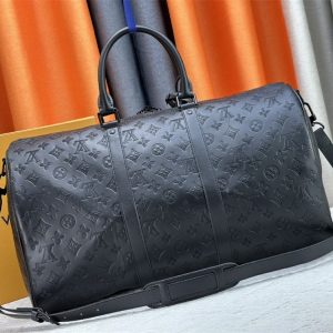 Louis Vuitton Monogram Shadow Leather Keepall Bandouliere 50 In Black - Image 3