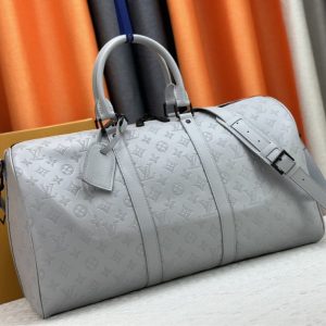 Louis Vuitton Monogram Shadow Leather Keepall Bandouliere 50 With Leather Strap In Anthracite Gray - Image 2