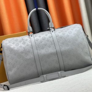 Louis Vuitton Monogram Shadow Leather Keepall Bandouliere 50 With Leather Strap In Anthracite Gray - Image 3