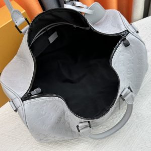 Louis Vuitton Monogram Shadow Leather Keepall Bandouliere 50 With Leather Strap In Anthracite Gray - Image 6