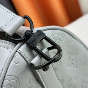 Louis Vuitton Monogram Shadow Leather Keepall Bandouliere 50 With Leather Strap In Anthracite Gray - Image 8