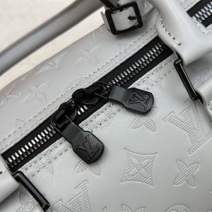 Louis Vuitton Monogram Shadow Leather Keepall Bandouliere 50 With Leather Strap In Anthracite Gray - Image 9