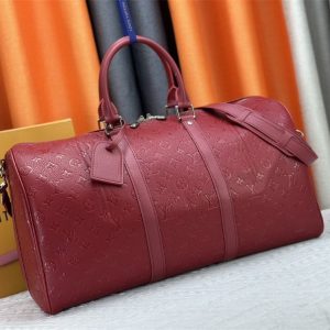 Louis Vuitton Taurillon Leather Keepall Bandouliere 50 In Sari Red - Image 2